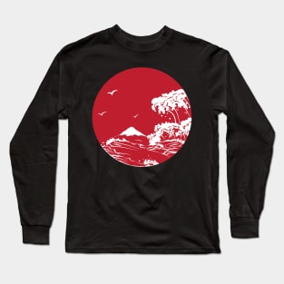 Modern Fusion: Great Wave Meets Minimalism Long Sleeve T-Shirt